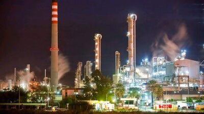 A Cepsa refinery and petro-chemical compound is illuminated at night, in San Roque, Spain, on Thursday, Nov. 26, 2009. Spain has a shortage of fuels and must invest in refineries to reduce dependence on imports, according to Cia Espanola de Petroleos SA, the country's second-largest oil company. Photographer: Xabier Mikel Laburu/Bloomberg