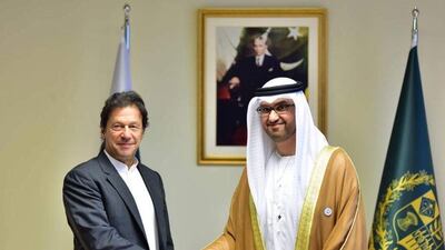 Dr Sultan bin Ahmad Sultan Al Jaber, Minister of State, meets with Pakistan's prime minister Imran Khan in Islamabad. WAM