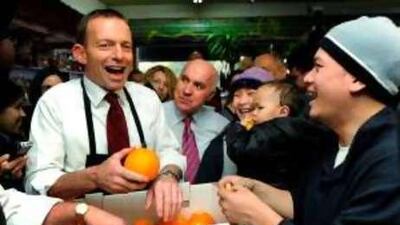 Tony Abbott, the 0pposition Liberal Party leader, campaigns in a fruit and vegetable store this week in Melbourne.
