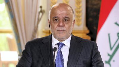 Iraqi prime minister Haider Al Abadi is pictured during a press conference following his meeting with French president Emmanuel Macron at the Elysee palace in Paris on October 5, 2017. Ludovic Marin / AFP