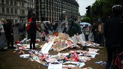 Anti-Trump signs are seen during a rally in London. Reuters