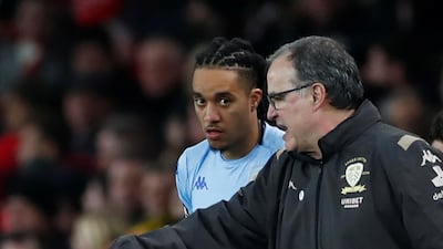 Leeds United's Helder Costa with manager Marcelo Bielsa. Reuters