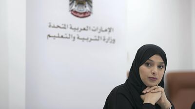 Amna Al Dahak Al Shamsi, director of innovation and entrepreneurship department at the Ministry of Education -- the UAE’s government has been a strong advocate of entrepreneurship in the country. Reem Mohammed / The National