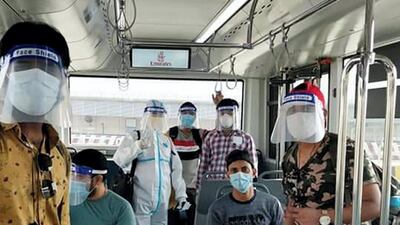 Workers and families return to India on private flights organised last year by a Dubai businessman with volunteers from the UAE. They are part of a newly launched group called Rescuing every distressed Indian overseas (Redio) that will help Indians in need across the globe return home. Courtesy: Dhanashree Patil