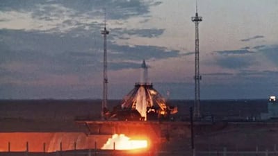 A Soviet rocket blasts off carrying Sputnik-1, allowing it to become the first man-made object sent to space. Getty Images