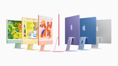 The new Apple iMac with M4 chip comes in 'fresh shades' of blue, green, orange, pink, purple, silver and yellow. Photo: Apple