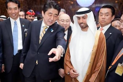 Shinzo Abe, centre left, is Japan's longest-serving prime minister. Silvia Razgova for The National