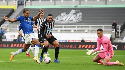 Dominic Calvert-Lewin scores for Everton. EPA