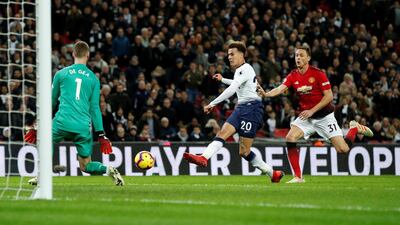 David de Gea saves from Tottenham's Dele Alli. Action Images via Reuters