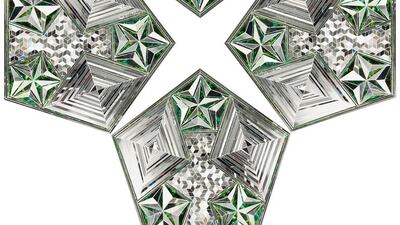 A handout image of Monir Farmanfarmaian_Convertible Series, G4-V1_2010_Mirror and reverse glass painting on plaster and wood_Variable size (Courtesy: The Third Line)