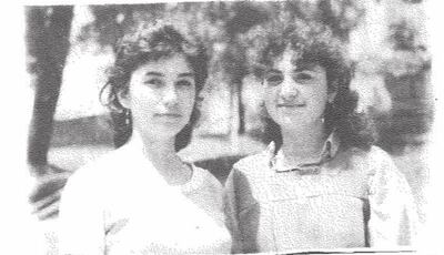 A photograph of Vivian Khalaf (right) when she was a teenager and studying in Ramallah. Photo: Vivian Khalaf