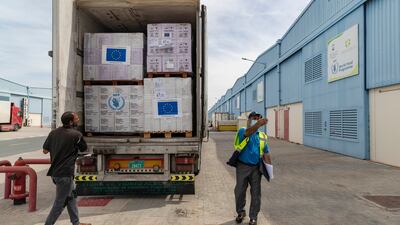The aid was sent from UN aid hub, International Humanitarian City, in Dubai