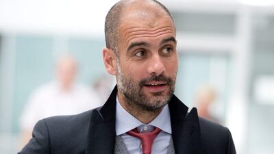 Bayern Munich manager Pep Guardiola shown in Munich before departing to Portugal on Monday. Sven Hoppe / EPA / April 13, 2015