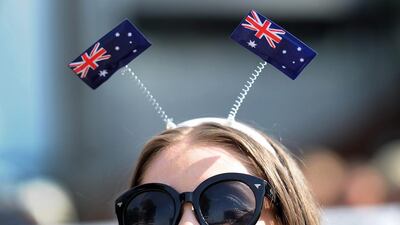 epa05126731 A tennis fan on Australia Day at the Australian Open tennis tournament in Melbourne, Australia, 26 January 2016. The annual official National Day of Australia marks the anniversary of the British First Fleet's arrival at Port Jackson, New South Wales, in 1788. EPA/JOE CASTRO AUSTRALIA AND NEW ZEALAND OUT