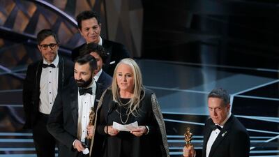 Lee Unkrich and Darla Anderson win Best Animated Feature Film Oscar for Coco. Lucas Jackson / Reuters