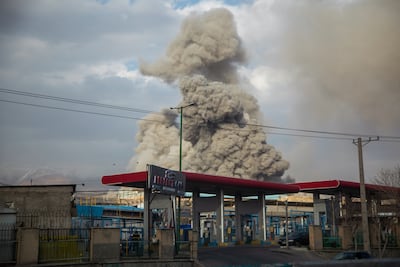 An explosion from the US-Israel bombing of Tehran in March. Getty