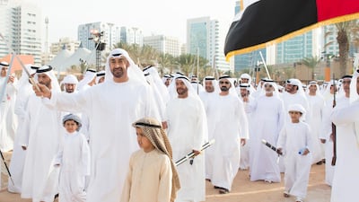 .ABU DHABI, UNITED ARAB EMIRATES - February 28, 2013: HH General Sheikh Mohamed bin Zayed Al Nahyan Crown Prince of Abu Dhabi Deputy Supreme Commander of the UAE Armed Forces (center L), dances at the Qasr Al Hosn fort during the Qasr Al Hosn Festival which runs until March 9th, and celebrates the 250th Anniversary of Qasr Al Hosn Fort, Abu Dhabi's oldest building. Seen with HH Sheikh Mohammed bin Rashid Al Maktoum Vice-President Prime Minister of the UAE and Ruler of Dubai, HH Sheikh Nahyan bin Mubarak Al Nahyan Minister of Higher Education and Scientific Research, HH Sheikh Suroor bin Mohamed Al Nahyan, and others..( Saeed Al Neyadi / Crown Prince Court - Abu Dhabi ).---..?????? :???????????????? ??????? 28/2/2013(?????? ??? ?????)(???)??? ?????? ??? ????? ???? ?? ???? ?? ????? ??? ??? ?????? ???? ?????? ?????? ?????? ??????? (????)??? ????? ???? ?? ???? ?? ????? ???? ???? ?????? ???? ??????????? ??? (????) ????? ????? ?? ???? ?? ???? ?? ????? ??? ??? ??? (???)????? ???? ?? ???? ?? ????? ???? ???? ????? ??????.???? ??????? :????? ??? ??? ??????