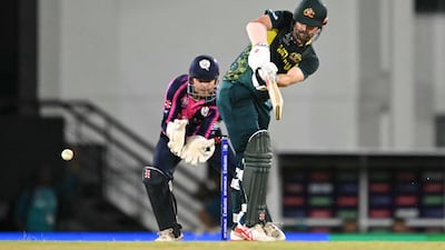 Travis Head plays a shot during Australia's T20 World Cup match against Scotland. AFP