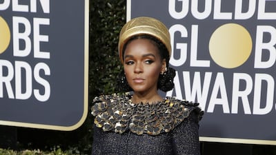Janelle Monae, wearing black, white and gold Chanel, arrives at the 76th Golden Globe Awards on January 6, 2019. EPA