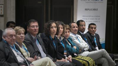 Delegates from Mauritania during a press conference announcing the country's receipt of a loan for renewable energy project. Silvia Razgova / The National