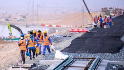 Newly laid tracks at the Dubai South area.