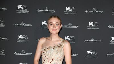 Actress Dakota Fanning wore Georges Hobeika for the Jaeger-LeCoultre Gala Dinner during the 75th Venice International Film Festival in 2018. Getty Images