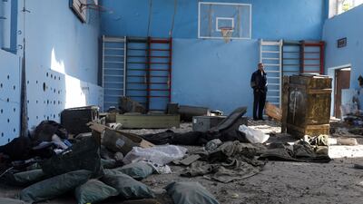 The aftermath of a rocket attack on a school in Ukraine. Reuters