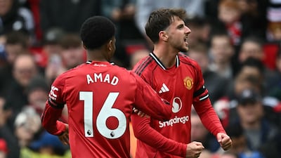 Manchester United's Mason Mount after scoring the opening goal. AFP