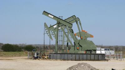 A pump jack used to help lift crude oil from a well in South Texas’ Eagle Ford Shale formation in Dewitt County, Texas, US. Anna Driver/Reuters