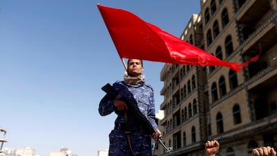 Houthi fighters, pictured in Sanaa, have made a series of wild and false claims against the UAE, including that their group had successfully attacked UAE airports. Khaled Abdullah / Reuters