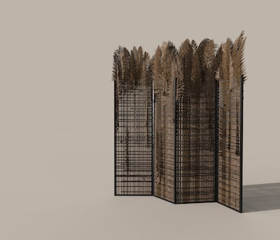 Ranim AlHalaky's Sitr is a room divider that makes use of palm fronds. Photo: UAE Designer Exhibition