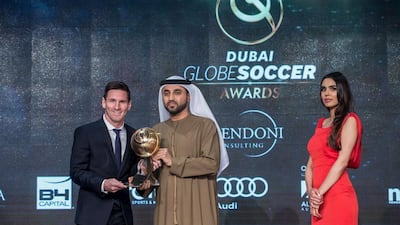 Barcelona's Lionel Messi shown on Sunday at the Globe Soccer Awards in Dubai after being named 'Best Player of the Year'. Reuters