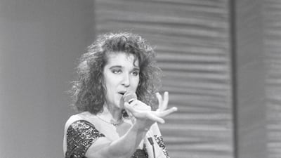 Celine Dion performs during the preliminary competition of Eurovision Song Contest in Morges, Switzerland, in February 1988. EPA