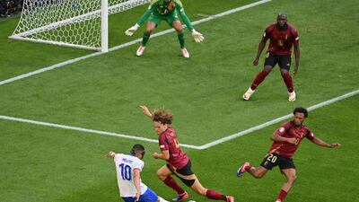 France's Kylian Mbappe shoots. AFP
