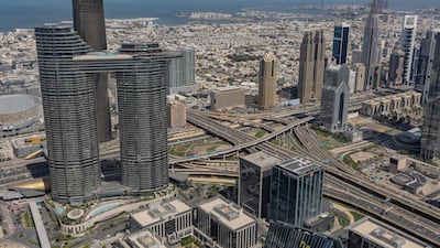 Dubai Skyline aerial view as seen from Burj Khalifa. The UAE's non-oil economy continued to expand in May. Antonie Robertson / The National