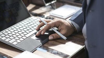 The Surface Pro 4 starts at Dh3,395 and rising to Dh8,395 for a fully souped up version. Reem Mohammed / The National