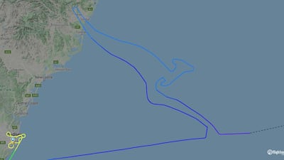 Qantas retired its final 747 by tracing a kangaroo in the air over Australia on July 22, 2020. Courtesy FlightRadar24