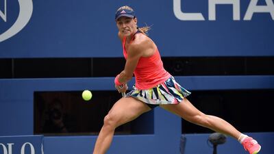 Angelique Kerber of Germany hits a return against Karolina Pliskova of Czech Republic. Timothy A Clary / AP Photo