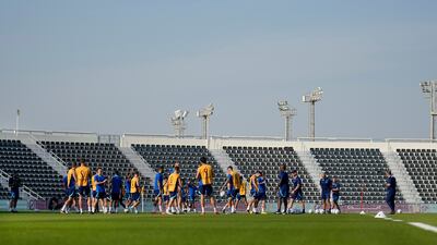 England players during training in Al Wakrah. AP