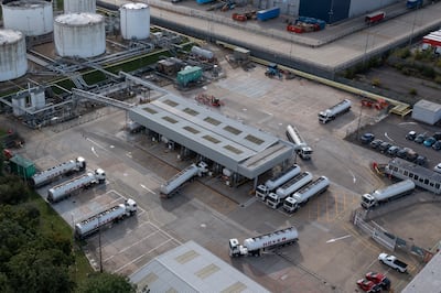 An aerial view Buncefield's BP's fuel terminal in October as the military were drafted in to support the replenishment of fuel stations. Getty Images
