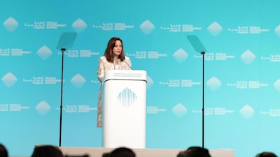 Maria Fernanda Espinosa, President of the General Assembly speaks at the World Government Summit. Chris Whiteoak / The National
