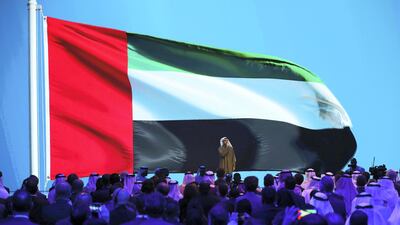 The National anthem is sung at the Zayed Future Energy Prize awards ceremony. Chris Whiteoak / The National