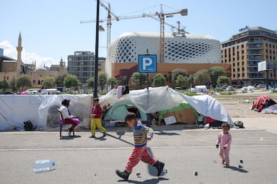 Displaced children at a makeshift camp in Beirut. Reuters