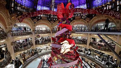 The Christmas tree at Galeries Lafayette in Paris. AFP