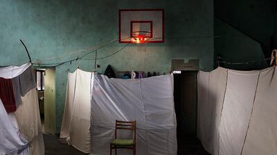 1st prize, General News Single: Military Ramp, an emergency refugee center in an abandoned school in Sofia, Bulgaria. The center provides housing for about 800 Syrian refugees, including 390 children. Alessandro Penso, OnOff Picture / AP Photo