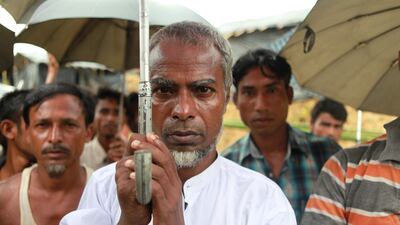 Master Kamal, a 53-year-old teacher from Aung Sit Pyin village in Myanmar, crossed the border to Bangladesh to reach the Balukhali refugee camp. he described the day in August when militants attacked police posts across Rakhine, sparking a violent crackdown from the military that has so far driven almost 300,000 of Myanmar's 1.1 million Rohingya population across the border.. / AFP PHOTO