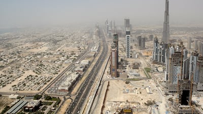 Sheikh Zayed Road in Dubai in May 2008. Burj Khalifa is still under construction. Ryan Carter / The National