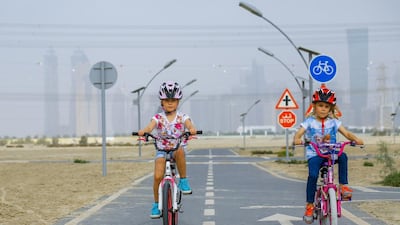 Children cycle at the Al Meydan Cycling Track for kids. Victor Besa for The National.