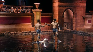 Content creator Luis Sal, right, in a one-on-one duel with powerlifter Filippo Pici. Photo: Netflix