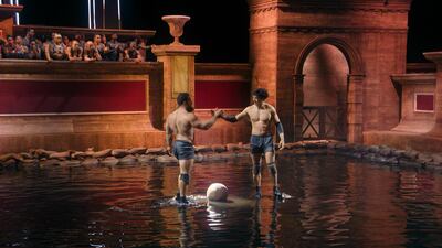 Content creator Luis Sal, right, in a one-on-one duel with powerlifter Filippo Pici. Photo: Netflix
